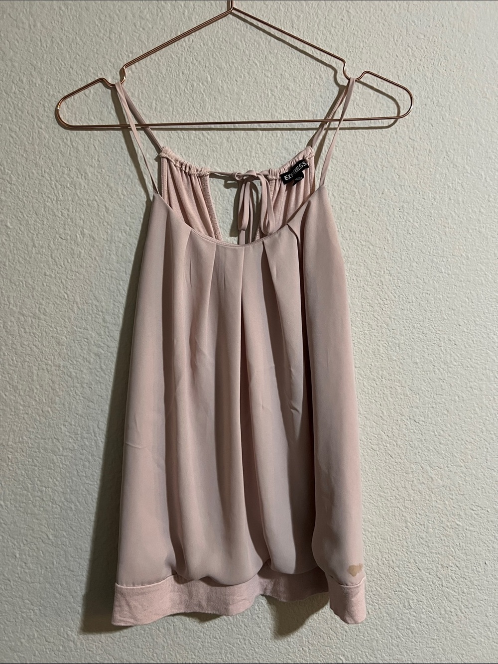 Express Blush Pink Pleated Spaghetti-Strap Cami